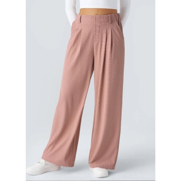 Halara Flex Size Medium Petite High Waisted Pocket Wide Leg Waffle Work Pants - Picture 1 of 10